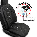 Verita Elegance Serisi - Honda HR-V ile uyumlu Koltuk Kılıfı, Keten-Deri / Siyah