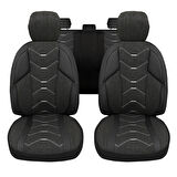 Verita Elegance Serisi - Hyundai Terracan ile uyumlu Koltuk Kılıfı, Keten-Deri / Siyah