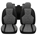 Verita Elegance Serisi - Citroen C3 Aircross ile uyumlu Koltuk Kılıfı, Keten-Deri / Gri