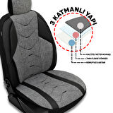 Verita Elegance Serisi - Opel Karl ile uyumlu Koltuk Kılıfı, Keten-Deri / Gri