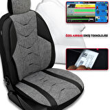 Verita Elegance Serisi - Peugeot 207 ile uyumlu Koltuk Kılıfı, Keten-Deri / Gri