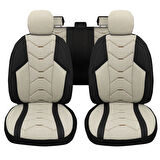 Verita Elegance Serisi - Peugeot Partner Tepee ile uyumlu Koltuk Kılıfı, Keten-Deri / Krem