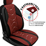 Verita Elegance Serisi - Kia Cerato ile uyumlu Koltuk Kılıfı, Keten-Deri / Bordo