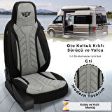 PLKT Serisi Iveco Daily 6/7 Nesil  2014-2023 ile Uyumlu Pilot Oto Koltuk Kılıfı, Gri/Siyah