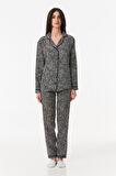 Puantiyeli Gömlek Yaka Pijama Takımı