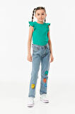 Smile Baskılı Kız Çocuk Straight Jean