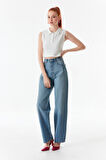 Yüksek Bel Wide Leg Jean