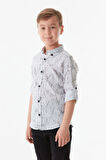 Baskılı Kolu Katlanabilir Erkek Çocuk Gömlek