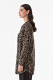 Fullamodest Leopar Desenli Büyük Beden Palazzo Takım