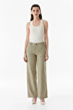 Yüksek Bel Palazzo Keten Pantolon