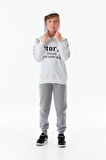 Baskılı Kapüşonlu Erkek Çocuk Sweatshirt