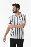 Çizgili Nakışlı Polo Yaka Tişört