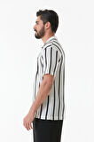 Çizgili Nakışlı Polo Yaka Tişört