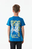 Önü Ve Arkası Baskılı Bisiklet Yaka Erkek Çocuk Tişört
