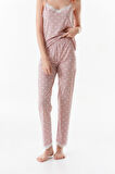 Kalp Desenli  İp Askılı  3 Lü Pijama Takımı