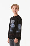 Ayıcık Baskılı Erkek Çocuk Sweatshirt