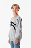 Yazı Baskılı Bisiklet Yaka Erkek Çocuk Sweatshirt