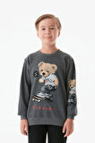 Ayıcık Baskılı Erkek Çocuk Sweatshirt