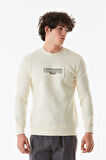 3 İplik Yazı Baskılı Bisiklet Yaka Sweatshirt