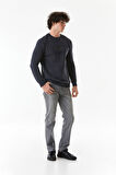 3 İplik Yazı Baskılı Bisiklet Yaka Sweatshirt