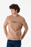 3 İplik Yazı Baskılı Bisiklet Yaka Sweatshirt