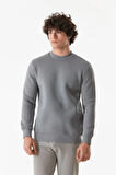 3 İplik Yazı Baskılı Dik Yaka Sweatshirt
