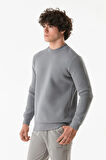 3 İplik Yazı Baskılı Dik Yaka Sweatshirt
