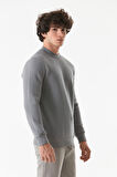 3 İplik Yazı Baskılı Dik Yaka Sweatshirt