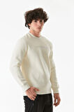 3 İplik Kabartma Baskılı Bisiklet Yaka Sweatshirt