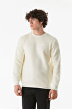 3 İplik Kabartma Baskılı Bisiklet Yaka Sweatshirt