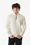 3 İplik Basic Yarım Fermuarlı Dik Yaka Sweatshirt