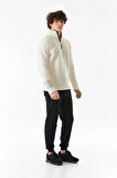 3 İplik Basic Yarım Fermuarlı Dik Yaka Sweatshirt