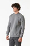 3 İplik Yazı Baskılı Bisiklet Yaka Sweatshirt