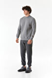 3 İplik Yazı Baskılı Bisiklet Yaka Sweatshirt