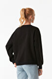 3 İplik Yazı Baskılı Bisiklet Yaka Sweatshirt