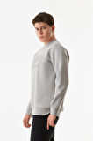 3 İplik Yazı Nakışlı Dik Yaka Sweatshirt