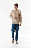 3 İplik Yazı Nakışlı Dik Yaka Sweatshirt