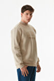 3 İplik Yazı Nakışlı Dik Yaka Sweatshirt