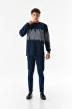 Baskılı Bisiklet Yaka Sweatshirt