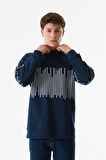 Baskılı Bisiklet Yaka Sweatshirt
