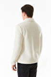 Dik Yaka Yarım Fermuarlı Peluş Sweatshirt
