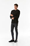 Yazı Kabartmalı Bisiklet Yaka Sweatshirt