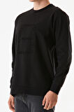 Yazı Kabartmalı Bisiklet Yaka Sweatshirt