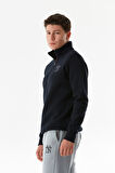 Ny Nakışlı Yarım Fermuarlı Dik Yaka Sweatshirt