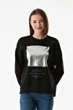3 İplik Baskılı Bisiklet Yaka Sweatshirt