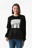 3 İplik Baskılı Bisiklet Yaka Sweatshirt