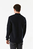 3 İplik Yazı Nakışlı Dik Yaka Sweatshirt