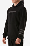 3 İplik Yazı Nakışlı Kanguru Cepli Kapüşonlu Sweatshirt