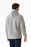 Nakışlı Kapüşonlu Kanguru Cepli Peluş Sweatshirt