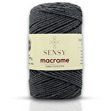 Sensy Koton Pamuk Makrome İpi 2mm Cotton Zincir Makrome Çanta İpi Supla İpi Koton İp Koyu Gri